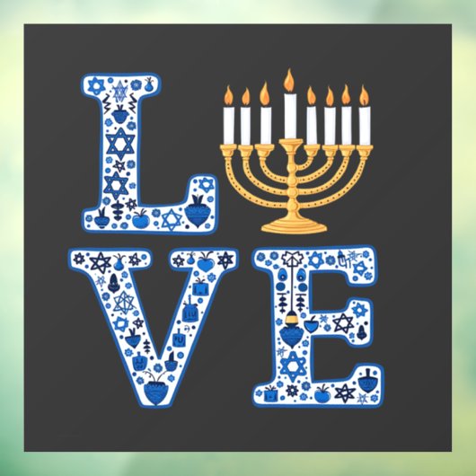 Liefde Hanukkah Joods Feest Menorah  Raamsticker (Vel 3)