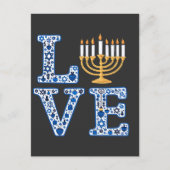 Liefde Hanukkah Joods Feestdag Menorah  Uitnodiging Briefkaart (Voorkant)
