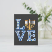 Liefde Hanukkah Joods Feestdag Menorah  Uitnodiging Briefkaart (Staand voorkant)