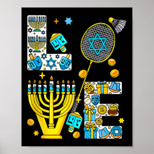 Liefde Hanukkah Menorah Kostuum Badminton Liefhebb Poster