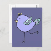 Liefde Hardlopen met Schattigee Cartoon Chick, Bir Briefkaart (Voorkant / Achterkant)