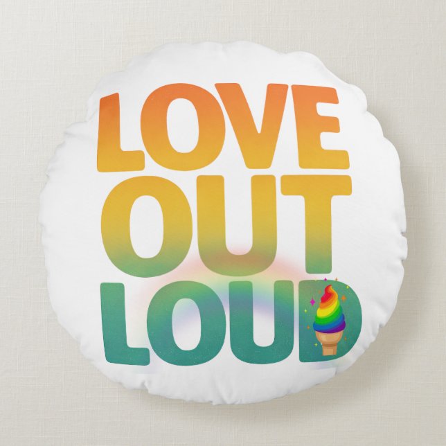 Liefde hardop Retro Pride-typografie Aangepast Rond Kussen (Voorkant)