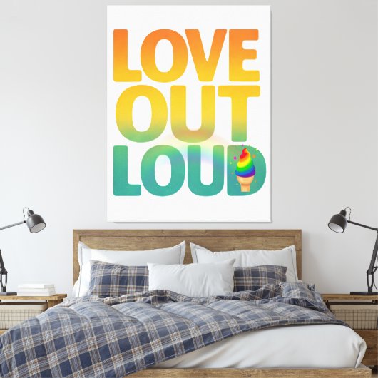 Liefde hardop Retro Pride typografie ontwerp Canvas Afdruk (Insitu (Slaapkamer))