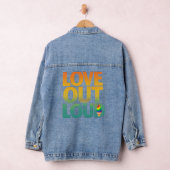 Liefde hardop Retro Pride typografie ontwerp Denim Jacket (Hangar)