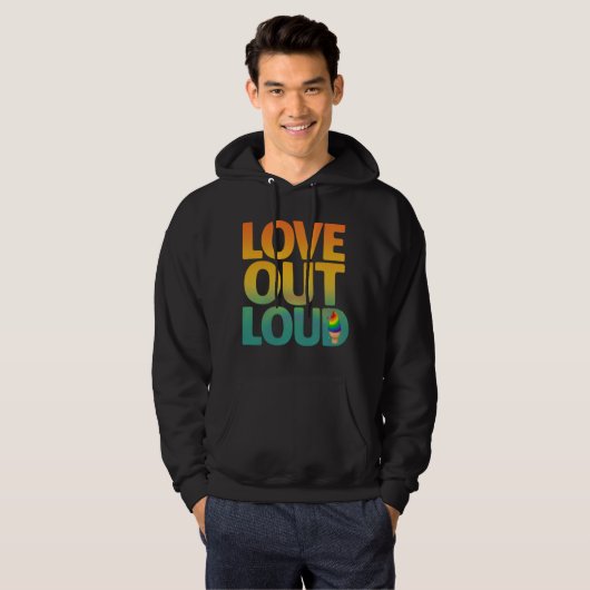 Liefde hardop Retro Pride typografie ontwerp Hoodie (Voorkant volledig)