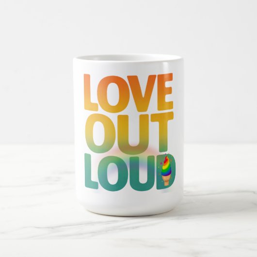 Liefde hardop Retro Pride typografie ontwerp Koffiemok (Center)