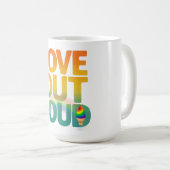 Liefde hardop Retro Pride typografie ontwerp Koffiemok (Voorkant rechts)