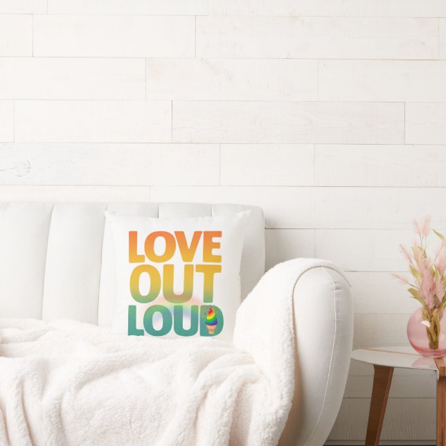Liefde hardop Retro Pride typografie ontwerp Kussen (Bank)