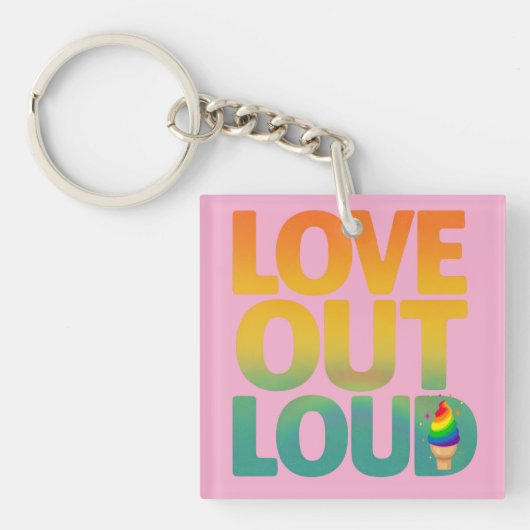 Liefde hardop Retro Pride typografie ontwerp Sleutelhanger (voorkant)