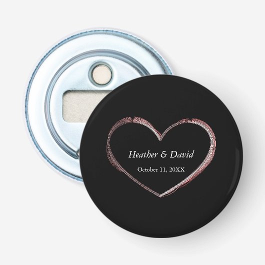 Liefde Hart Aantrekkelijk Charmant Huwelijk Button Flesopener (Voorkant)