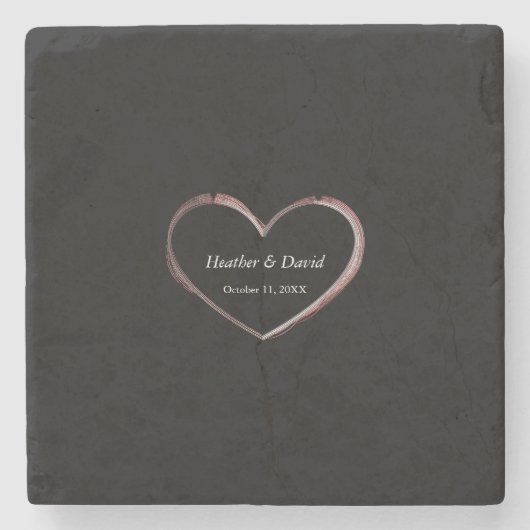 Liefde Hart Aantrekkelijke Charmante Bruiloft Stenen Onderzetter (Voorkant)