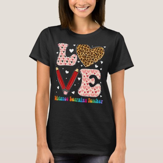 Liefde hart afstand leren leraar Leopard Valen T-shirt (Voorkant)
