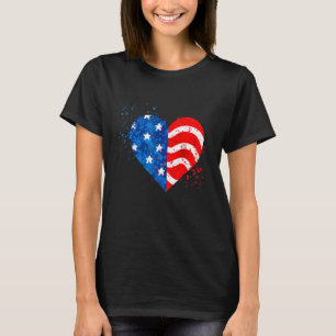 Liefde Hart Amerikaanse Vlag Grappig 4 juli Onafha T-shirt