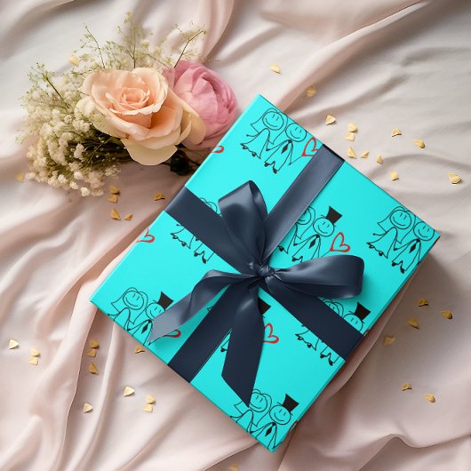 Liefde hart ballon bruiloft paar cadeaupapier