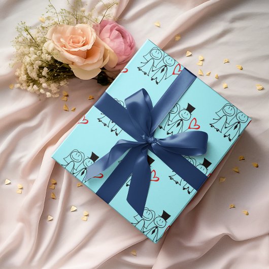 Liefde hart ballon bruiloft paar cadeaupapier