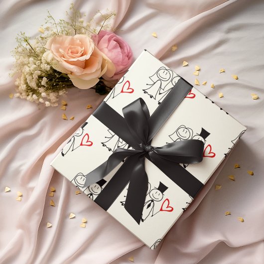 Liefde hart ballon bruiloft paar cadeaupapier