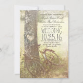 Liefde hart berk boom en fiets rustieke bruiloft kaart (Voorkant)