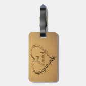 Liefde hart bij strand gewoon getrouwd bagagelabel (Achterkant verticaal)