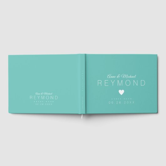 Liefde hart blauwgroen blauw bruiloft gastenboek (Volledig)