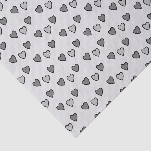 Liefde hart bleek en donkergrijs cadeau tissuepapier (Detail)