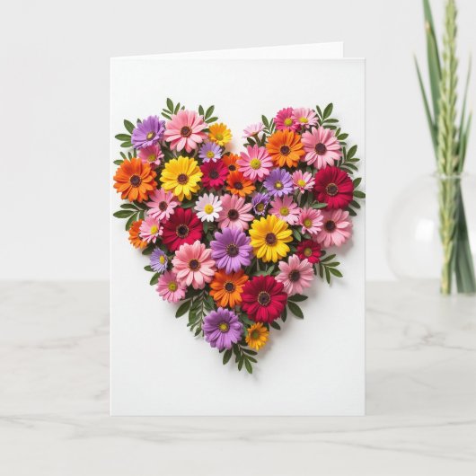 Liefde Hart Bloem Kaart (Voorkant)