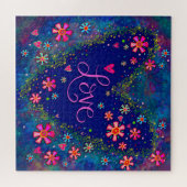Liefde Hart Bloemen Blauw Inspirivity Legpuzzel (Horizontaal)