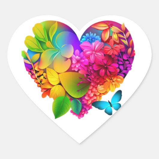 Liefde Hart Bloemen Design Sticker (Voorkant)