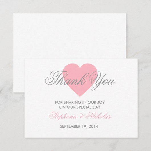 Liefde hart bruiloft bedankt je kaart (Voorkant / Achterkant)