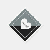 Liefde Hart Bruiloft Elegant grijs/zwart Servet (Hoek)