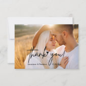Liefde hart bruiloft foto chique script gepersonal bedankkaart (Voorkant)