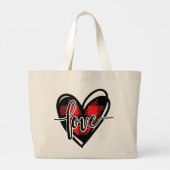 LIEFDE HART buffel geruit Grote Tote Bag (Achterkant)