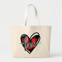 LIEFDE HART buffel geruit Grote Tote Bag
