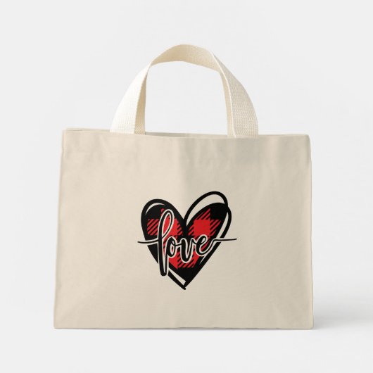 LIEFDE HART buffel geruit Mini Tote Bag (Achterkant)