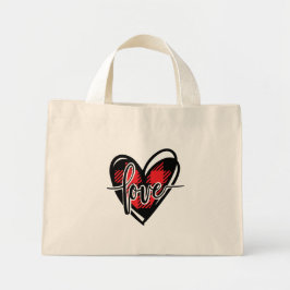 LIEFDE HART buffel geruit Mini Tote Bag