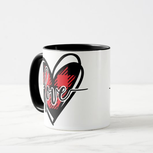 LIEFDE HART buffel geruit Mok (Voorkant links)