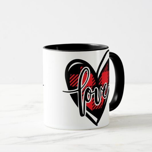 LIEFDE HART buffel geruit Mok (Voorkant rechts)