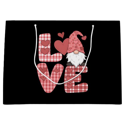 Liefde Hart Cute Gnome Valentijnsdag Groot Cadeauzakje (Voorkant)