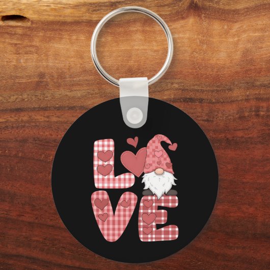 Liefde Hart Cute Kabouter Valentijn Sleutelhanger (Voorkant)