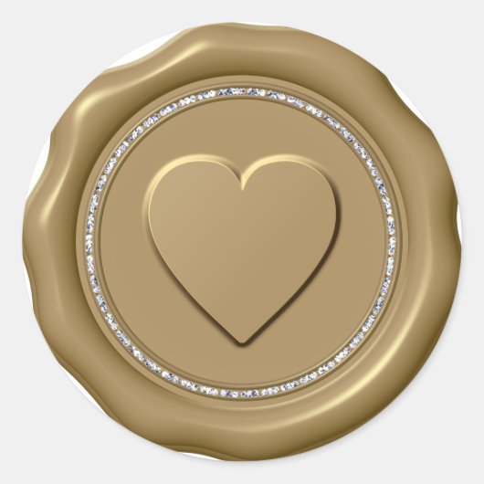 *~* Liefde Hart Diamond GOUDEN Wax Seal Stickers (Voorkant)