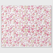 Liefde hart doneert zoete gebak roze valentijn cadeaupapier (Vlak)