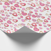 Liefde hart doneert zoete gebak roze valentijn cadeaupapier (Hoek)