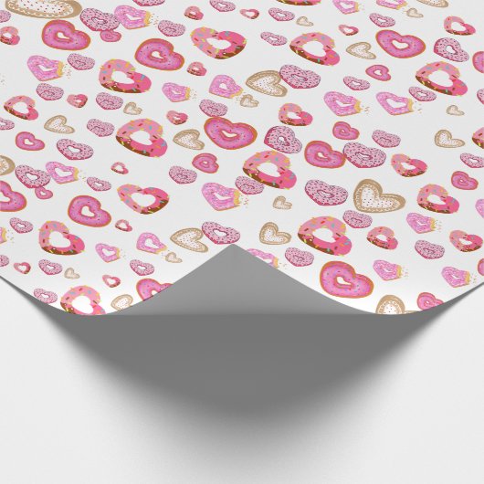 Liefde hart doneert zoete gebak roze valentijn cadeaupapier (Hoek)