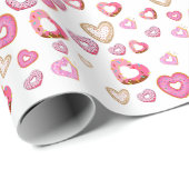 Liefde hart doneert zoete gebak roze valentijn cadeaupapier (Rol Hoek)