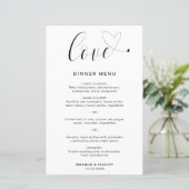 Liefde Hart Eenvoudig Modern Trouwmenu (Staand voorkant)