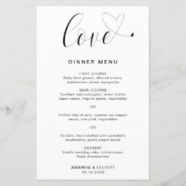 Liefde Hart Eenvoudig Modern Trouwmenu