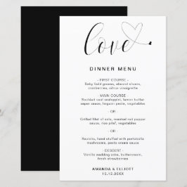 Liefde Hart Eenvoudig Modern Trouwmenu