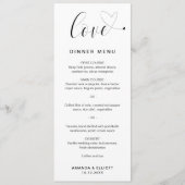 Liefde Hart Elegant Bruiloft Menu (Voorkant)