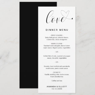Liefde Hart Elegant Bruiloft Menu