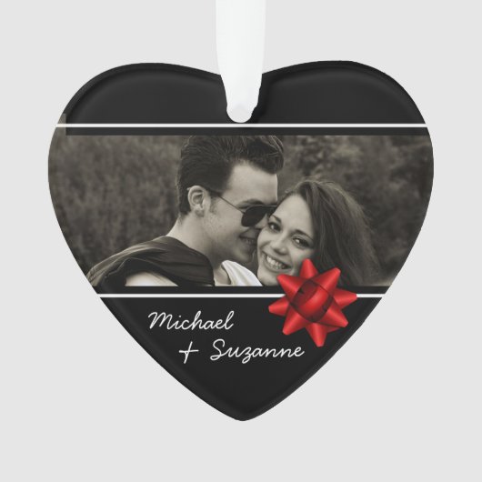 Liefde Hart Elegante Aangepaste Foto Ornament (voorkant)
