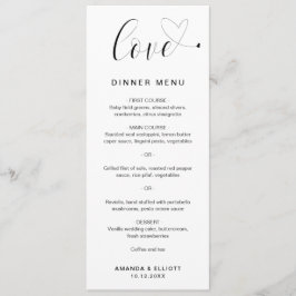 Liefde Hart Elegante Trouwdag Menu